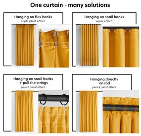 Musztardowa aksamitna zasłona częściowo zaciemniająca (dimout) 140x300 cm Velto – Filumi