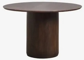 Okrągły Stół Jadalniany Ø120 Cm Luceida Ciemny Drewniany Uchwyt & Ciemny Drewniany Uchwyt - Sklum