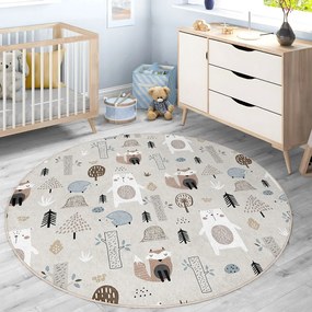 Dywan dziecięcy odpowiedni do prania ø120 cm Forest Friends – Mila Home