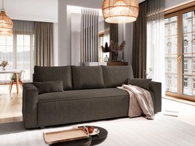Masseno Sofa MENI z funkcją spania i pojemnikiem na pościel, Rozkładana sofa - Brązowy, POSO 06