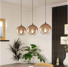 Eglo 901924 - Lampa wisząca na linkach ARISCANI 3xE27/60W/230V czarna/beżowa/przydymiona
