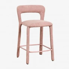 Wysokie Krzesło Barowe Z Tapicerowanym Oparciem Brusel ↑65 Cm & Tkaniny Szenil Rosa Palote | Daydream Pink - Sklum