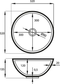 Umywalka ceramiczna nablatowa okrągła biała błyszcząca bez otworu na baterię 32 cm MALO z powłoką easy clean