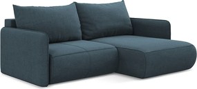 Narożnik prawostronny z funkcją spania - z tkaniny strukturalnej - jeans - NANEA