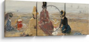 Obraz - Eugène Boudin, On the Beach, Trouville, reprodukcje (z zegarem) (90x30 cm)