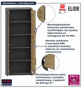 Duży regał zamykany dąb artisan + antracyt H3-N88