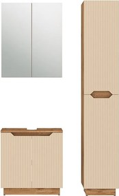 Zestaw mebli łazienkowych dąb/kaszmir w paski 59.8x32x62.1 lotta