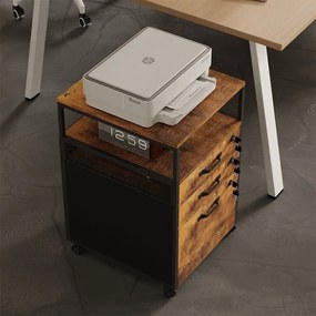 Mobilny kontener biurowy 2 szuflady z zamkami na klucz 42,1 x 43,9 x 68,8 cm dąb rustykalny loft