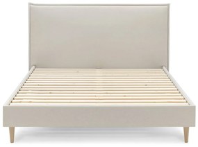 Beżowe tapicerowane łóżko dwuosobowe ze stelażem 160x200 cm Sary – Bobochic Paris