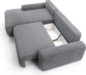 Masseno Narożnik OSSO z funkcją spania i pojemnikiem na pościel Narozniki L, Rozkładana sofa - Szary, AMBIENCE 19