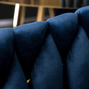 Krzesło Tapicerowane Plecione do Salonu CAPI Granatowe Welurowe do Toaletki Nowoczesne Glamour