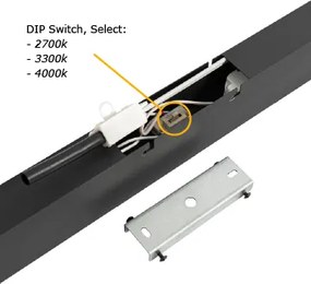 Lampa sufitowa czarna z wbudowaną diodą LED, 3-stopniowa regulacja ściemniania 2700–4000 K z przełącznikiem DIP – Keane