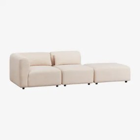 Dwuczęściowa Narożnikowa Sofa Modułowa Z Pufą Fogler Chenille Kremowy Beż - Sklum