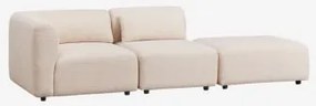 Sofa Modułowy Narożny 2-częściowy Z Pufem Fogler Tkanina Baranek Boucle Kremowy Beż - Sklum