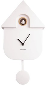Biały wahadłowy zegar ścienny Karlsson Modern Cuckoo, 21,5x41,5 cm