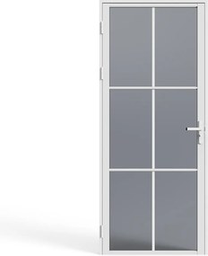 Drzwi z ościeżnicą odwracalne z Aluminium i Szkła hartowanego Przydymionego - wys. 204 x szer. 73 cm - Biały SEROTO
