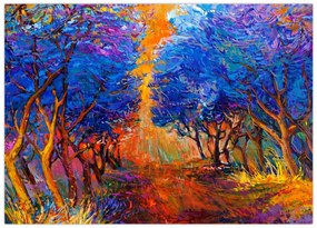 Obraz - Jesienne korony drzew, nowoczesny impresjonizm (70x50 cm)