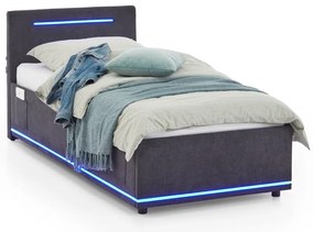 Ciemnoszare tapicerowane łóżko dziecięce ze schowkiem i stelażem 90x200 cm Circle – Meise Möbel