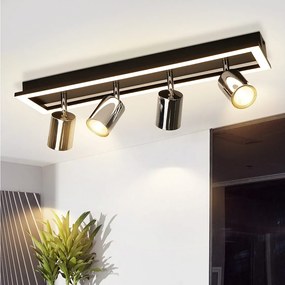 NETTLIFE 4-płomieniowy reflektor sufitowy LED: regulowany reflektor sufitowy GU10, lampa kuchenna, srebrny reflektor 18 W