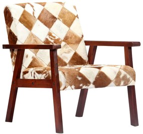 Drewniany tapicerowany skórą naturalną fotel lisek F7-B44