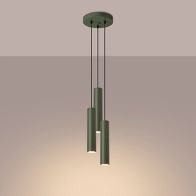 Lampa wisząca LAGOS 3P zielona oliwka SOLLUX  LIGHTING