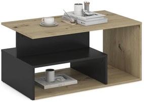 Ława prostokątna do salonu dąb artisan + czarny N8-K75