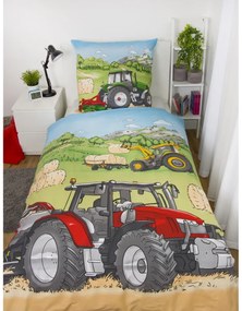 Herding Dziecięca pościel flanelowa Traktor, 135 x 200 cm, 80 x 80 cm