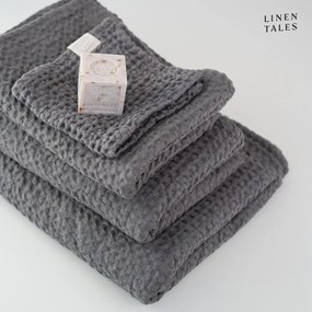 Ciemnoszare ręczniki zestaw 3 szt. Honeycomb – Linen Tales