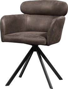 Ciemnobrązowy tapicerowany fotel jadalniany z podłokietnikami Fenne – WOOOD