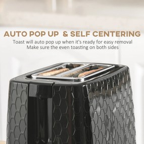 HOMCOM Zestaw czajnika i tostera, 1,7 L, różne tryby, wskaźniki LED, czarny