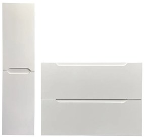 Szafka pod jedną umywalkę wisząca ze słupkiem - Biały - 80 cm - STEFANIE