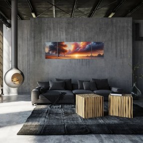 Obraz – Zachód słońca na polu (170x50 cm)
