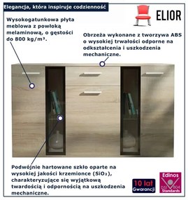 Nowoczesna komoda z witryną w kolorze dąb sonoma E6-M34