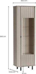 Witryna MODERNO 200 x 65,3 cm, Stojąca witryna do Salonu, Biały