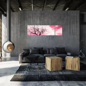 Różowy obraz drzewa (170x50 cm)
