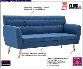 3-osobowa niebieska sofa pikowana - Lilia