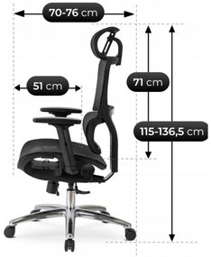 Fotel Biurowy Ergonomiczny Obrotowy ROYAL Czarny Nowoczesny