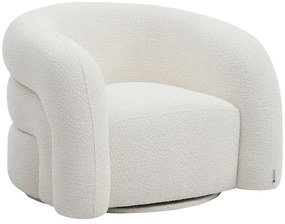 Obrotowy fotel z białej tkaniny z bukli LAPIOTA od Maison Céphy