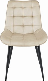 PROMOCJA Beżowe aksamitne krzesło BERA z czarnymi nogami II. gatunek