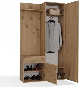 Garderoba Duo |Artisan | 100x35x180 cm | Szafa, Lustro, Wieszak, Szuflada, Szafka