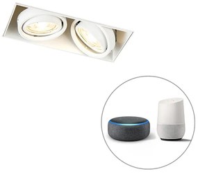 Inteligentny podtynkowy reflektor biały bez obramowania w komplecie z 2 żarówkami Wi-Fi GU10 - Oneon 2 Nowoczesny Oswietlenie wewnetrzne