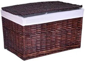 Brązowy kosz wiklinowy z pokrywą do pralni H2-H72