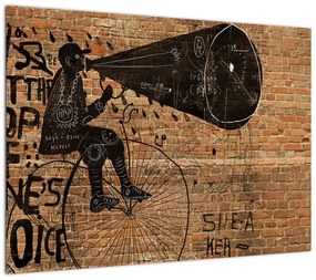 Obraz - Mężczyzna na rowerze w stylu Banksy (70x50 cm)