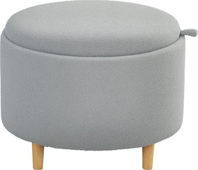 HOMCOM Taboret z Teddyfleece, Ukryty Schowek, Odwracalna Klapka, 56 cm x 56 cm x 42 cm, Szary