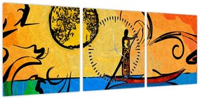 Obraz starożytnego obrazu (z zegarem) (90x30 cm)