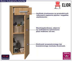 Wąska Szafka Łazienkowa Półsłupek Dąb Artisan Z4-K98