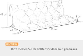 Outsunny Poduszka na ławkę z paskami mocującymi, dla maksymalnie 3 osób, grube wypełnienie z pianki