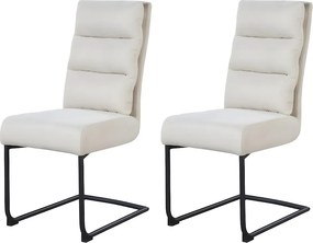 Zestaw krzeseł 2 szt. - tkanina i czarny metal - beż - MARKAR