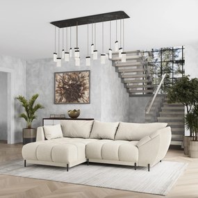 Masseno Narożnik VESTANO z funkcją spania i pojemnikiem na pościel Narozniki L, Rozkładana sofa - Kremowy, QUELLE 02