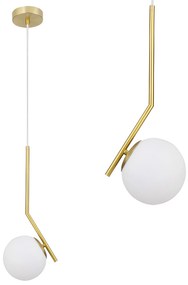 Lampa Sufitowa Wisząca Szklana Kula  G106-1W Złota Biała